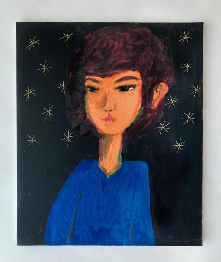 青、赤、緑の丸と小さな丸たち|田中敦子Atsuko Tanaka