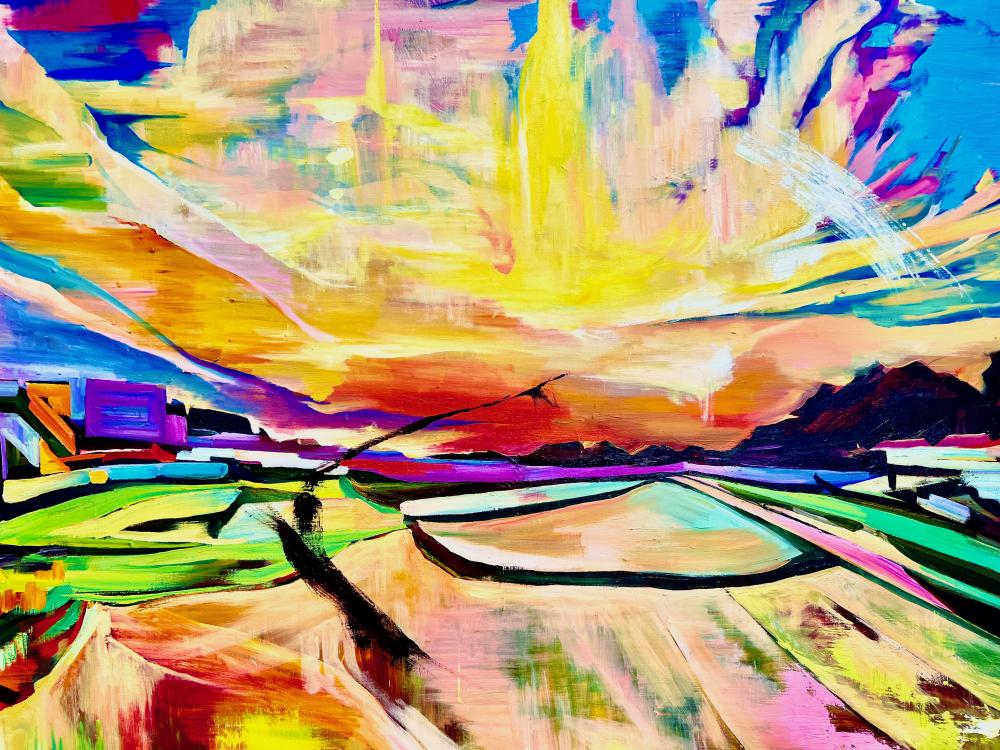 夕焼けと田んぼsunset and rice field|深澤雄太Yuta Fukazawa