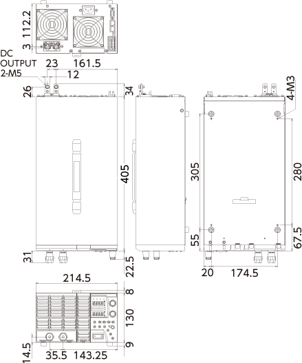 直流 安定化電源｜ZX-Sシリーズ｜外形寸法｜高砂製作所