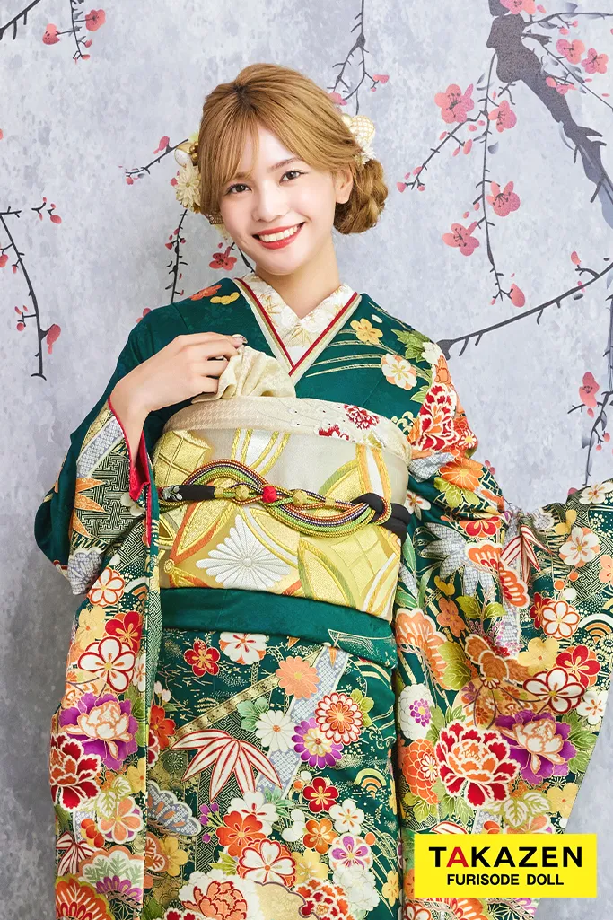 安い！正統派古典 緑 吉祥文様/松竹梅 清楚 王道 上品【通販可】30086