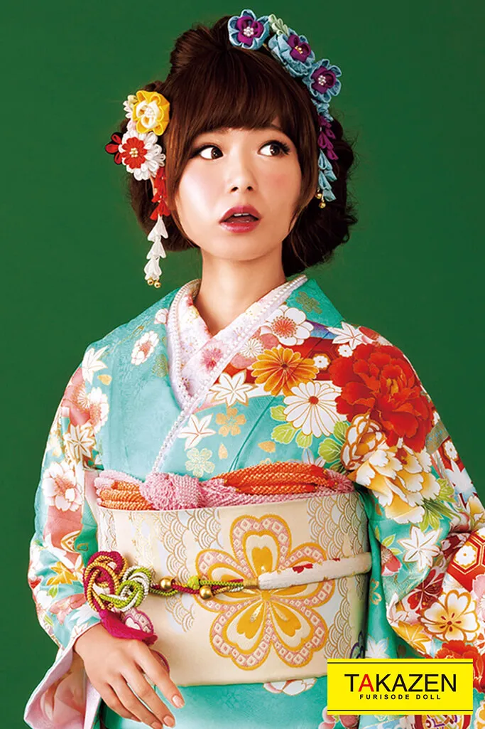 お得正統派古典 水色/オレンジ/淡色 牡丹柄/菊柄 安い 可愛い 上品古典