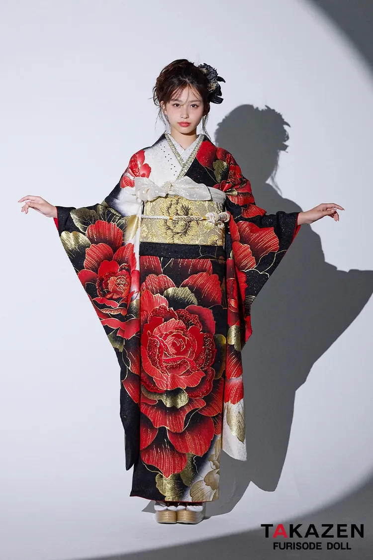 モード系グラマラス 赤/黒/金 バラ/大柄 派手かわいい キラキラ 目立つ