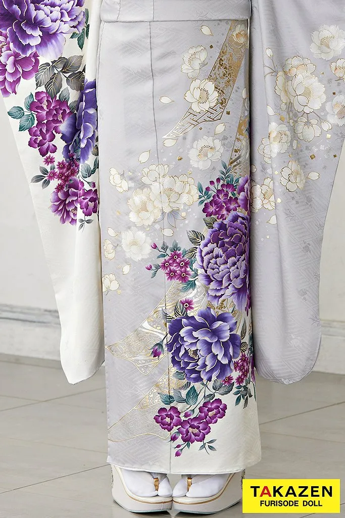 くすみカラー古典 グレー/白/紫/淡い色 ボタン柄 シンプル 大人っぽい