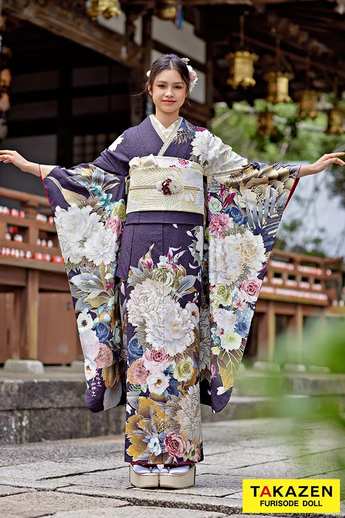 正統派古典 紫 牡丹柄/大柄 假屋崎省吾デザイン 豪華 華やか【通販可