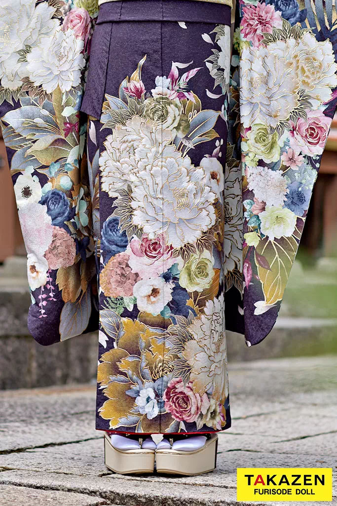 正統派古典 紫 牡丹柄/大柄 假屋崎省吾デザイン 豪華 華やか【通販可