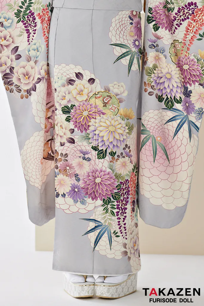 くすみカラー古典 グレー/ニュアンスカラー 菊柄 清楚 大人っぽい 上品