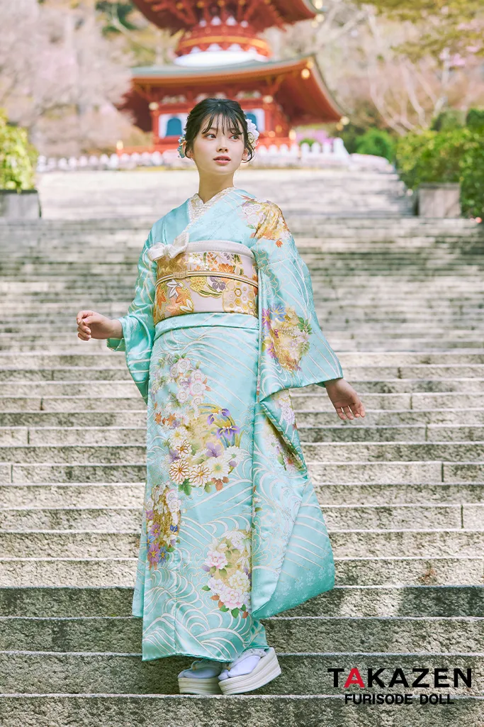 プレミアム古典 水色 最高級手描友禅/吉澤織物 上品 清楚 綺麗 上質 南