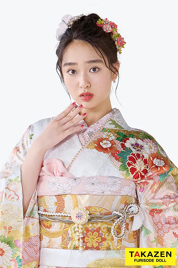 プレミアム古典 吉澤織物/最高級金彩手描友禅 白ピンク かわいい 吉祥