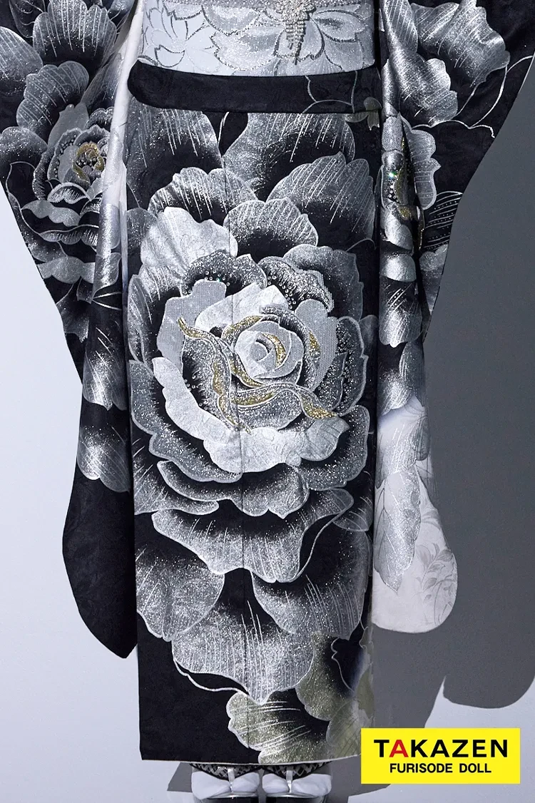 クール系 黒/シルバー(銀色) 薔薇柄 一番人気 派手 目立つ かっこいい