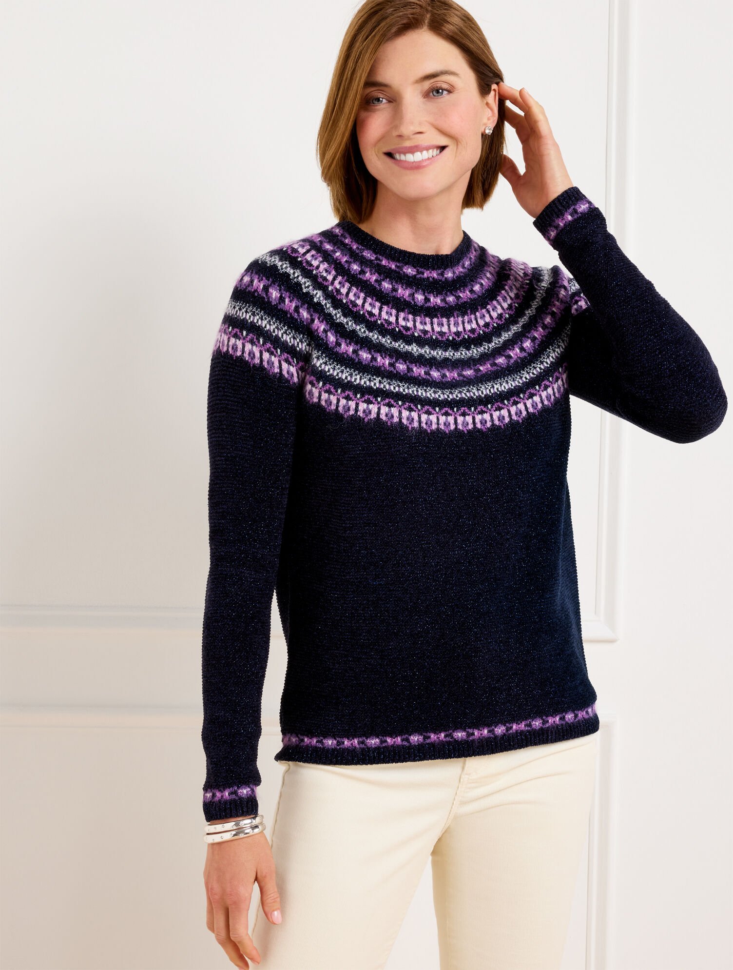 Chenille Yoke Sweater - Cheerful Fair Isle | Talbots