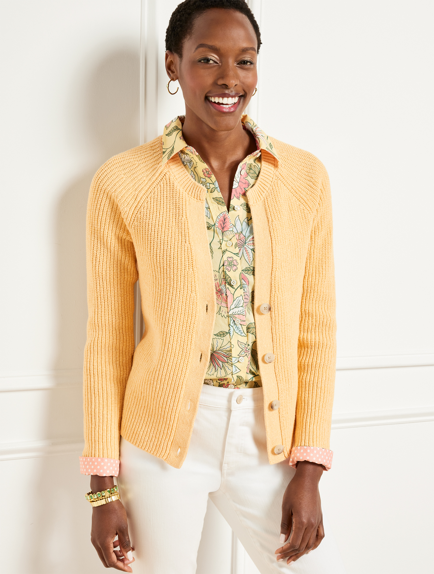 Shaker Stitch V-Neck Cardigan | Talbots