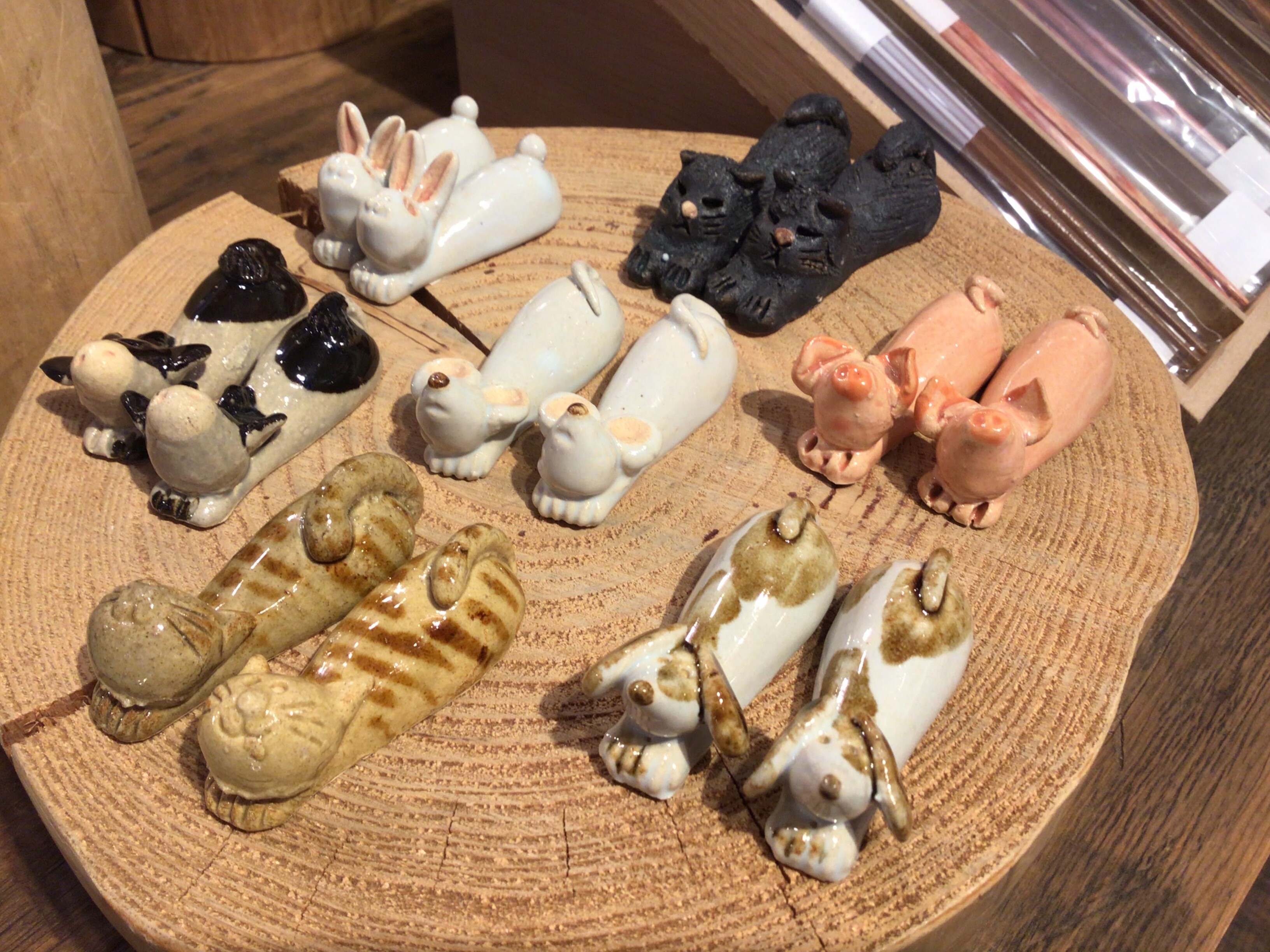 k】箸置き 馬 犬 兎 カンガルー アンティーク 5点 インテリア 置物 最