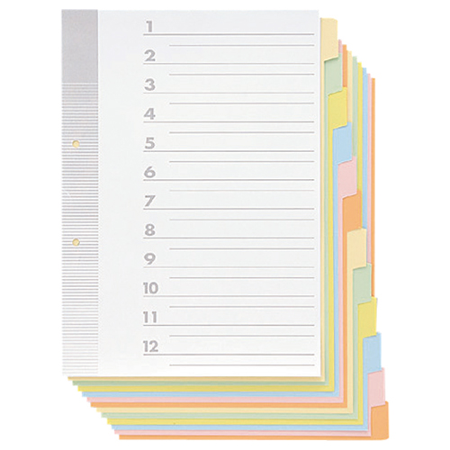 たのめーる】TANOSEE 見出しカード A4タテ 2穴 6色12山+扉紙 1パック(5