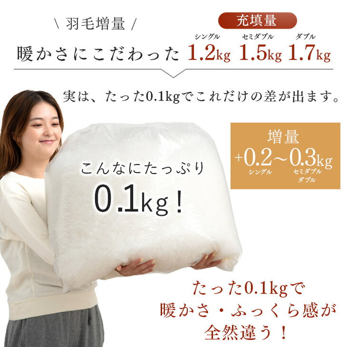 羽毛布団 増量 SDGs リフレッシュ羽毛 高密度生地 清潔 安心 日本製B