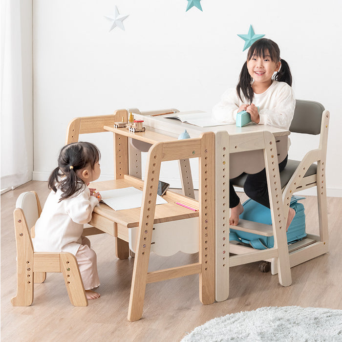 現役ママが考えた ハイ＆ローデスク 天然木 タブレットスタンド高さ