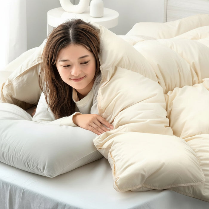 クリアランス】[セミダブル] 羽毛布団 ホワイトダックダウン93％ 日本