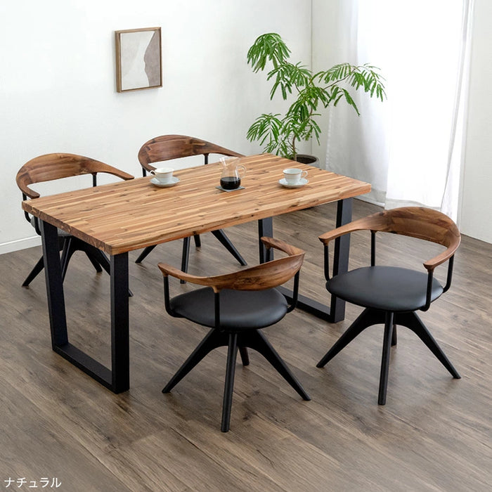 2脚セット］天然木 ダイニングチェア 回転式 肘付き リビングチェア