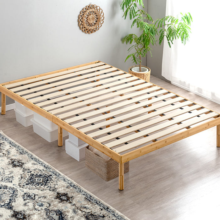 ダブル］天然竹 すのこベッド 3段階高さ調節 頑丈 高耐久 抗菌 北欧
