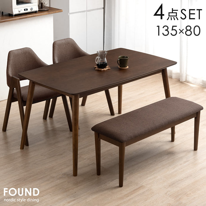 幅135㎝］4人掛け ダイニングテーブル 4点セット ベンチ チェア