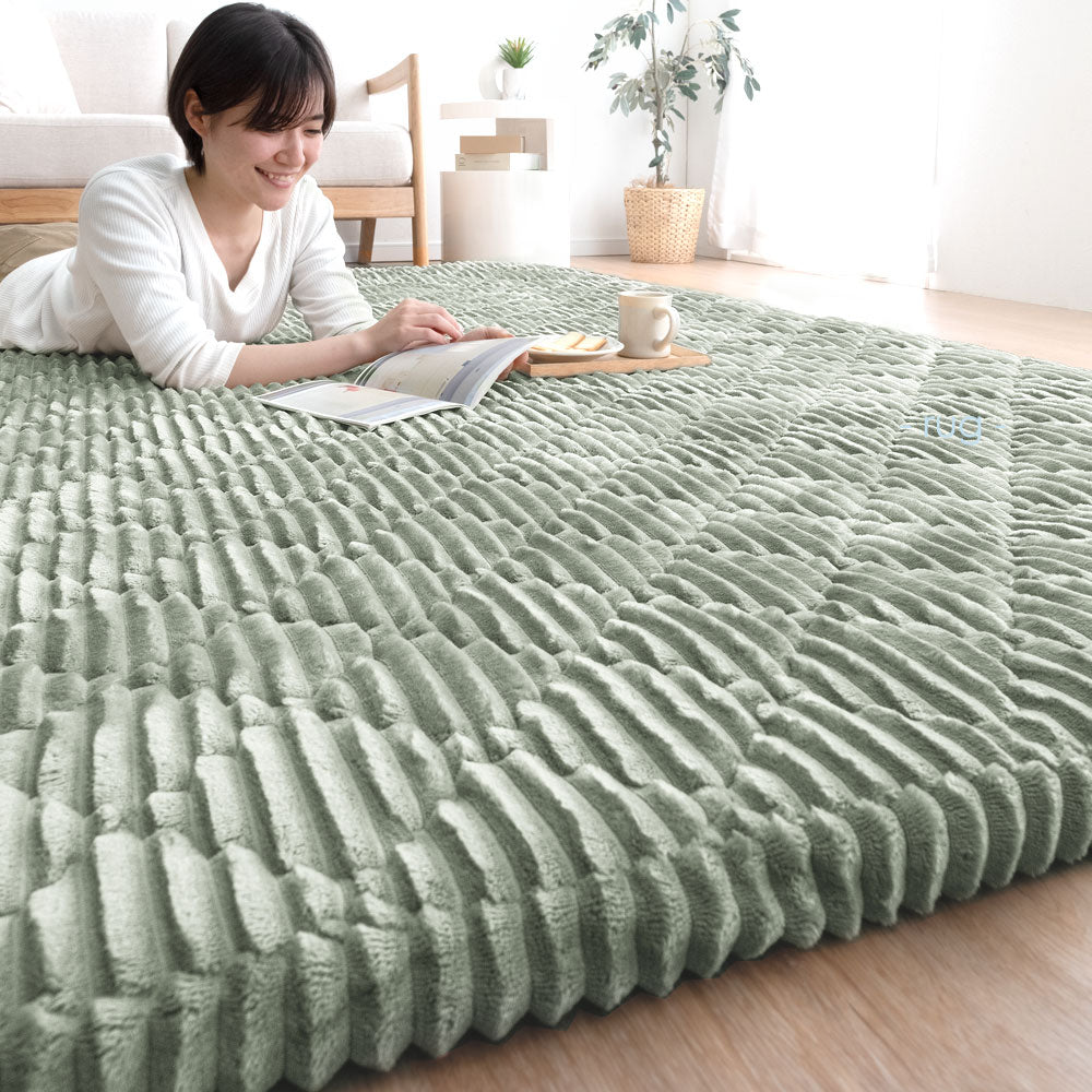 190×240］極厚50mm フランネルラグ カバーリング 洗える 滑り止め付