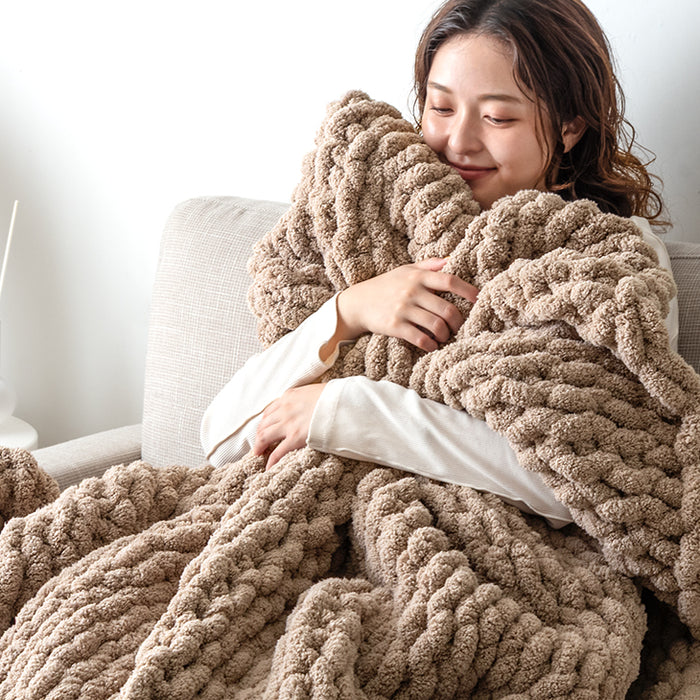 クリアランス】［ダブル］moket ブランケット 洗える ニット 手編み