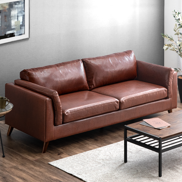 幅188cm] 3人掛け ソファ ポケットコイル使用 ヴィンテージレザー風