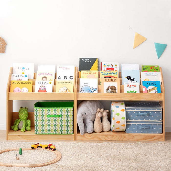 幅90cm］現役ママが考えた 絵本ラック 天然木 おもちゃ収納 完成品