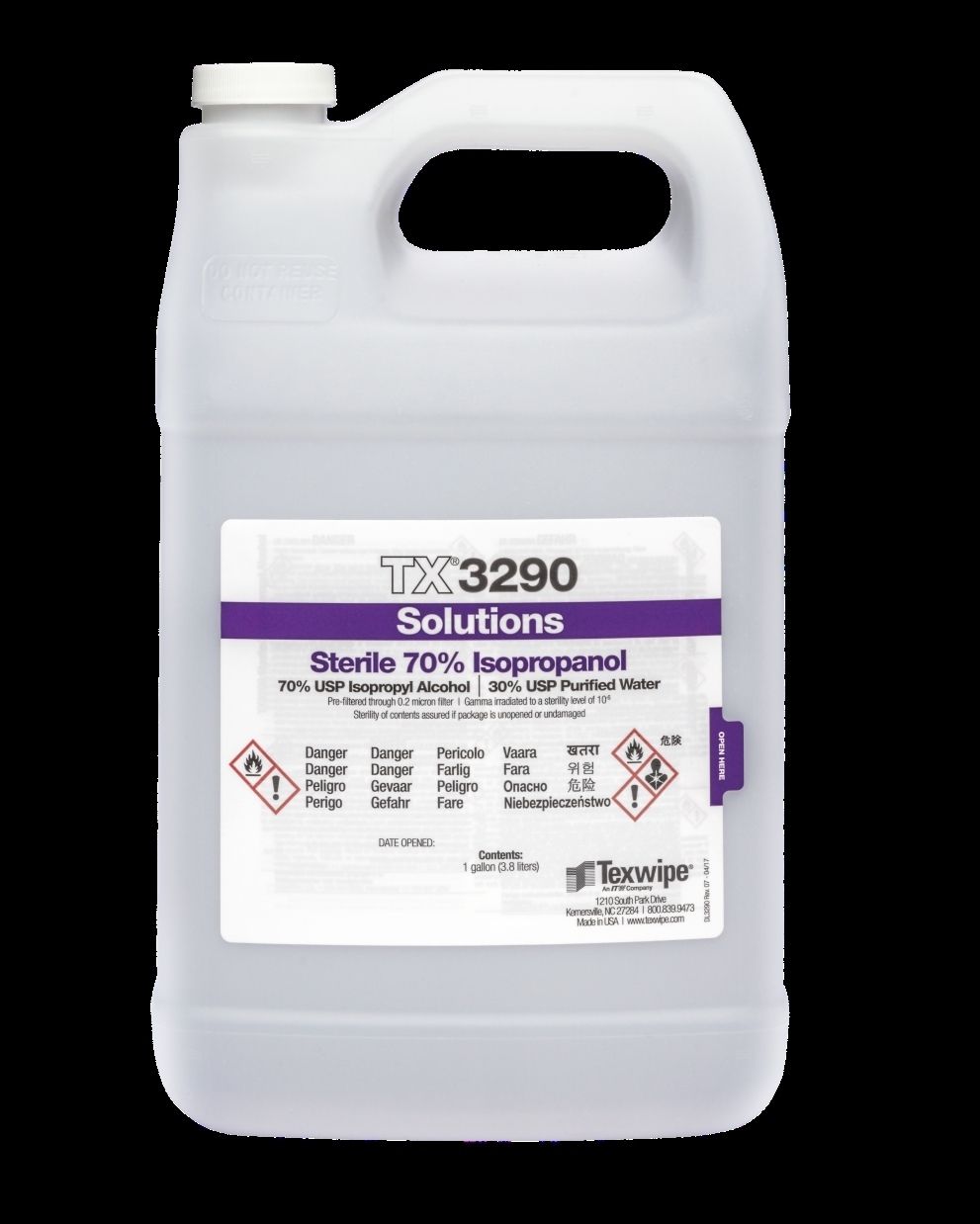 Texwipe. terile 70% Isopropyl Alcohol TX3290