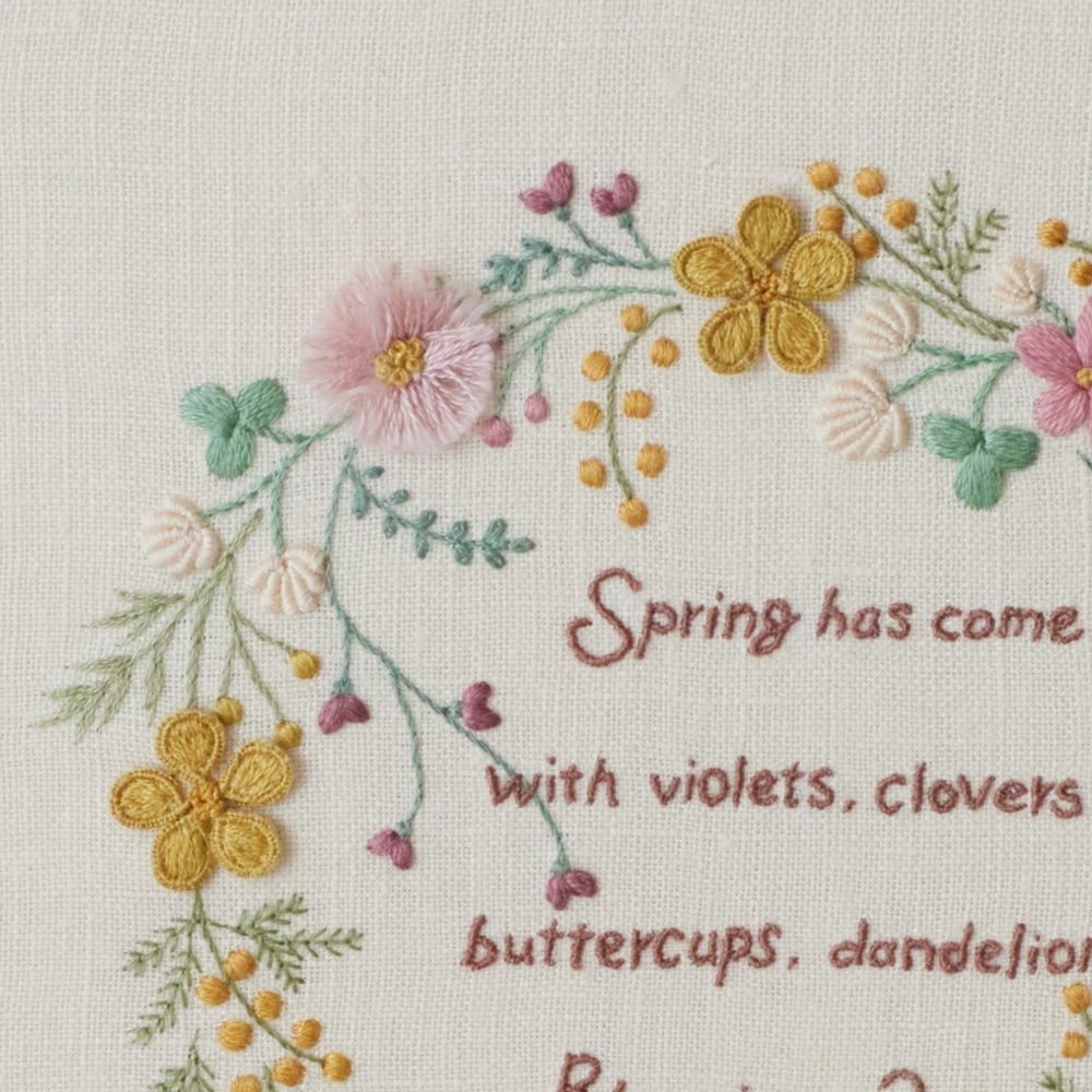 atelier de noraさんのボタニカル刺繍キット 「春の草花パネル