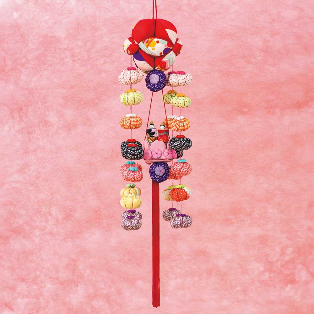 古Aー5 雛飾り 吊りくす玉飾り つまみ細工 古Aー5 雛飾り 吊りくす玉