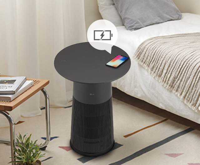 LGの空気清浄テーブルPuriCareに新色ブラック。Qi充電やライト搭載の