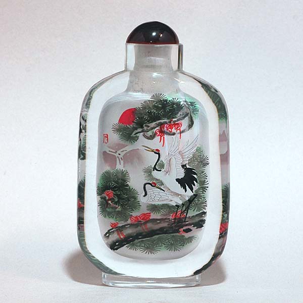 内絵鼻煙壺No17／鶴 - 横浜中華街天宝堂本店