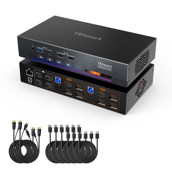 Quad 4K60Hz KVM Switch for 2 PCs with EDID & USB 3.2 | TESmart