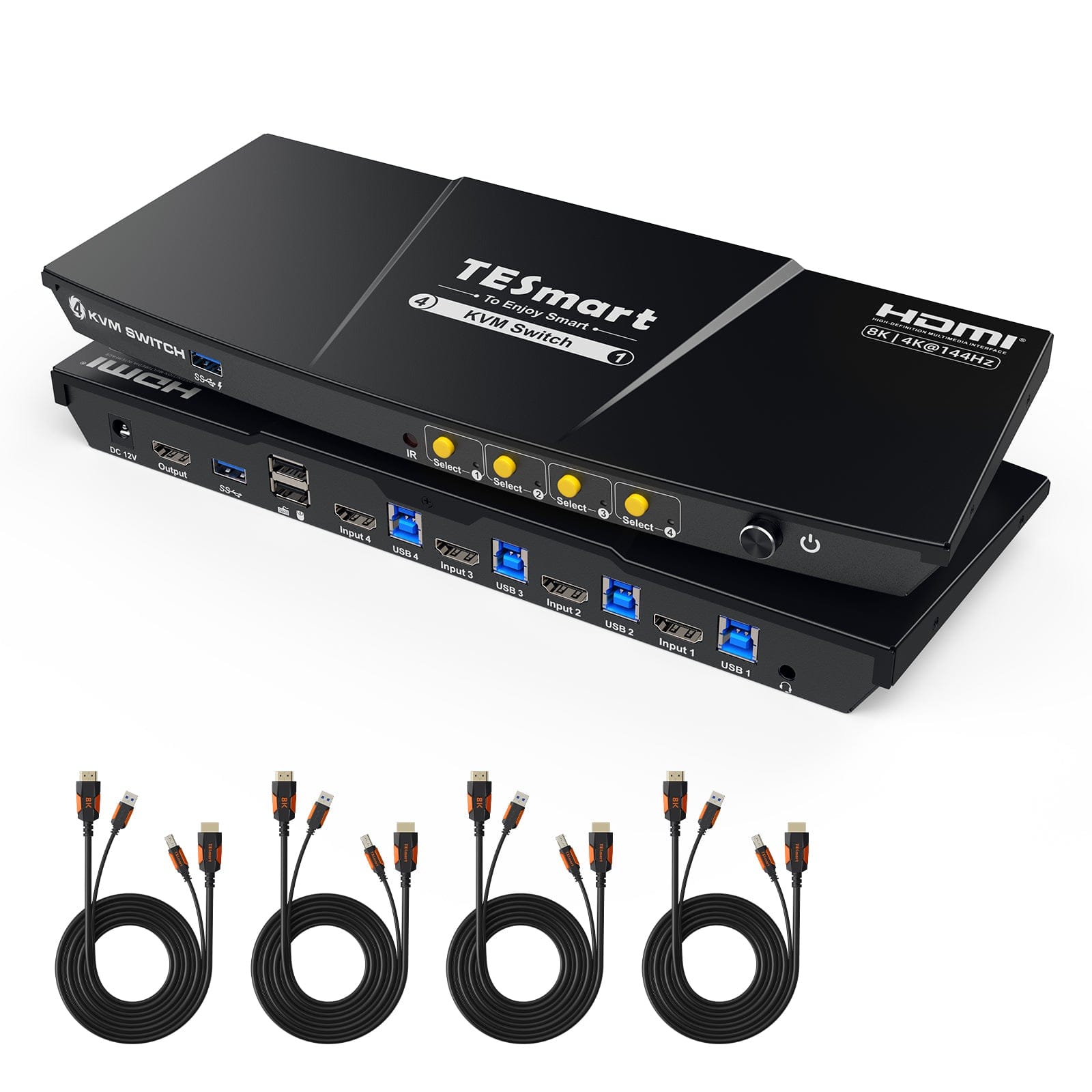 4-Port HDMI 2.1 8K60 KVM Switch for Gaming & Editing | TESmart