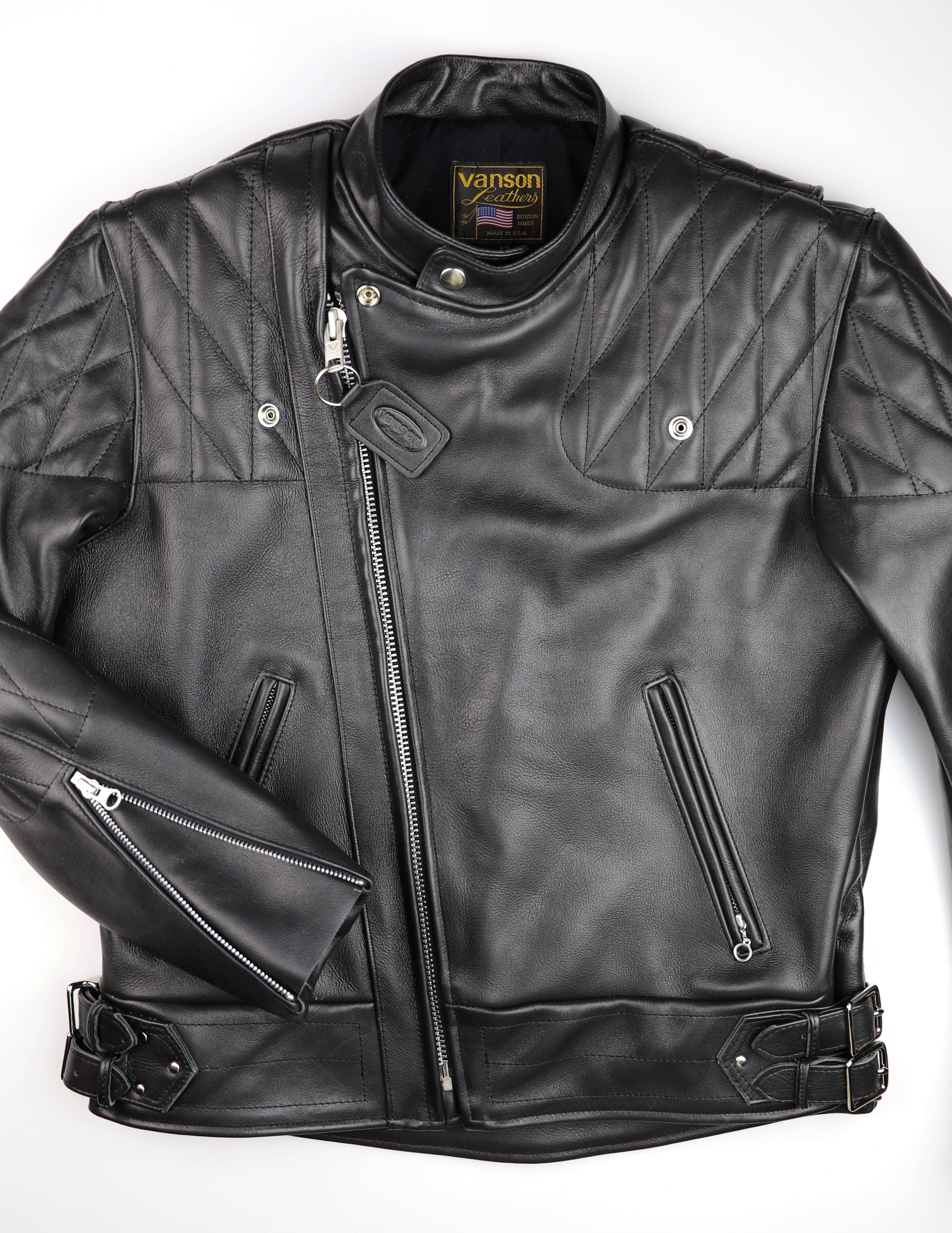 Vanson Chopper Jacket, Black Comp. Weight Cowhide, size 42