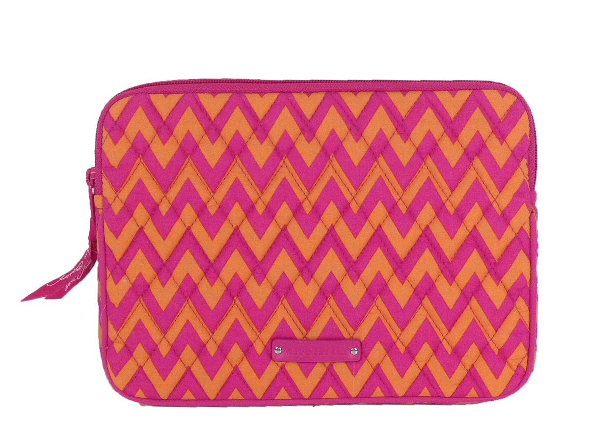 Vera Bradley Quilted Tablet Sleeve, Pink & Orange Chevron Zigzag