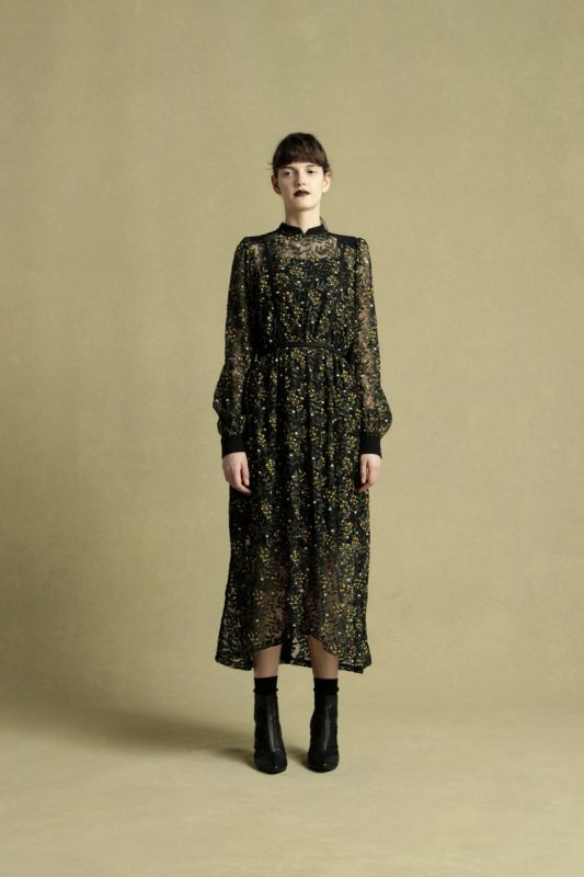 LOKITHO （ロキト） EMBROIDERY FLARED DRESS ミモザ 刺繍ワンピース