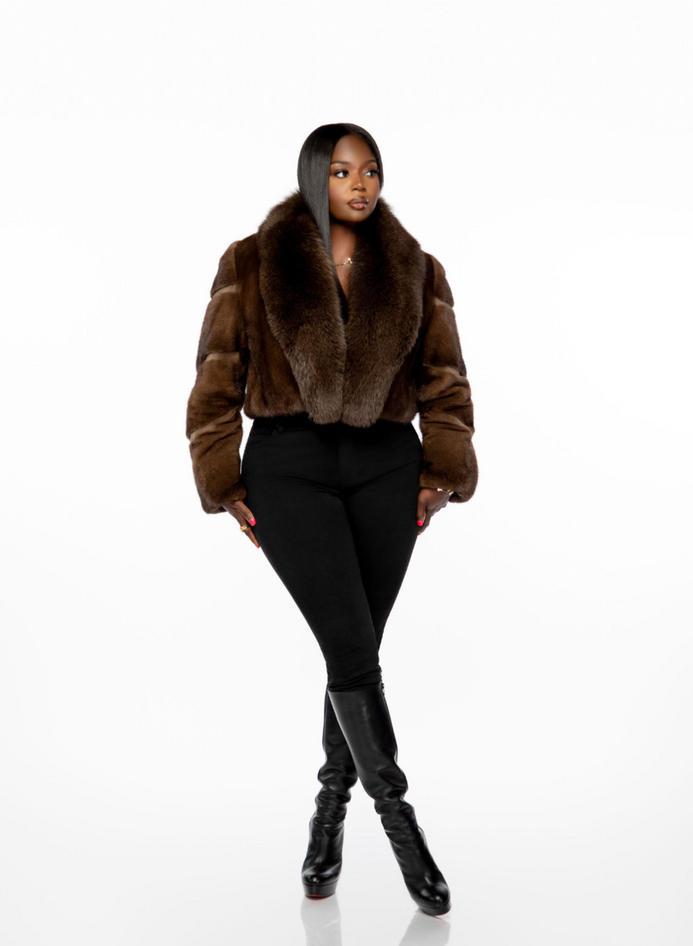 Melissa cropped mink and fox jacket (Choose color) – The Fancy Success
