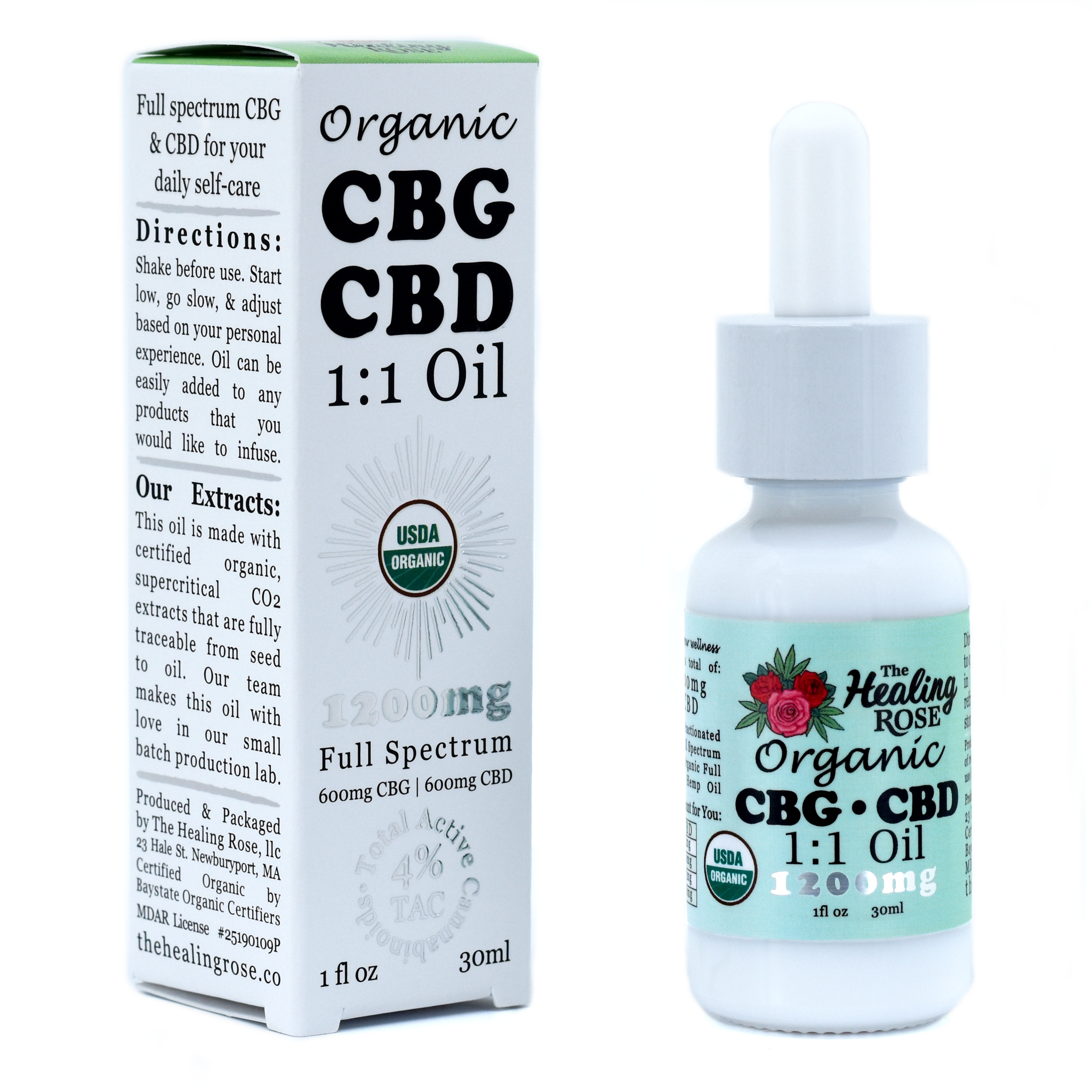 1200mg CBG+CBD 1:1 Oil (Full Spectrum)- The Healing Rose