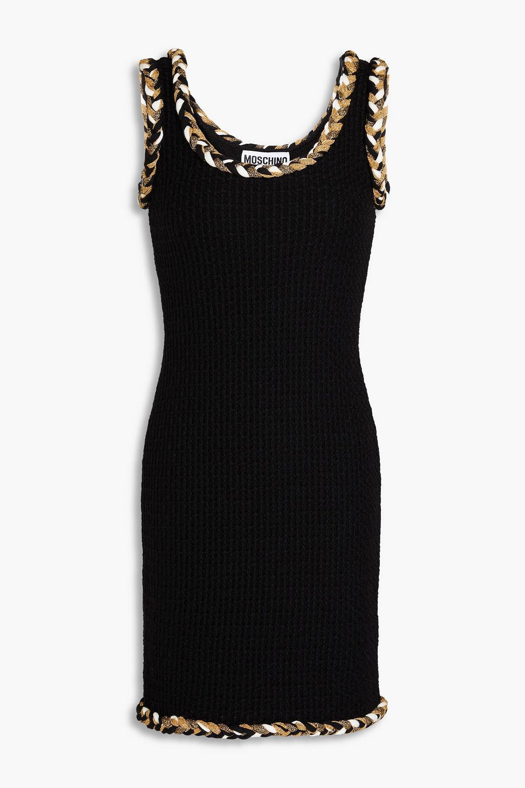 MOSCHINO Metallic waffle-knit wool mini dress | THE OUTNET