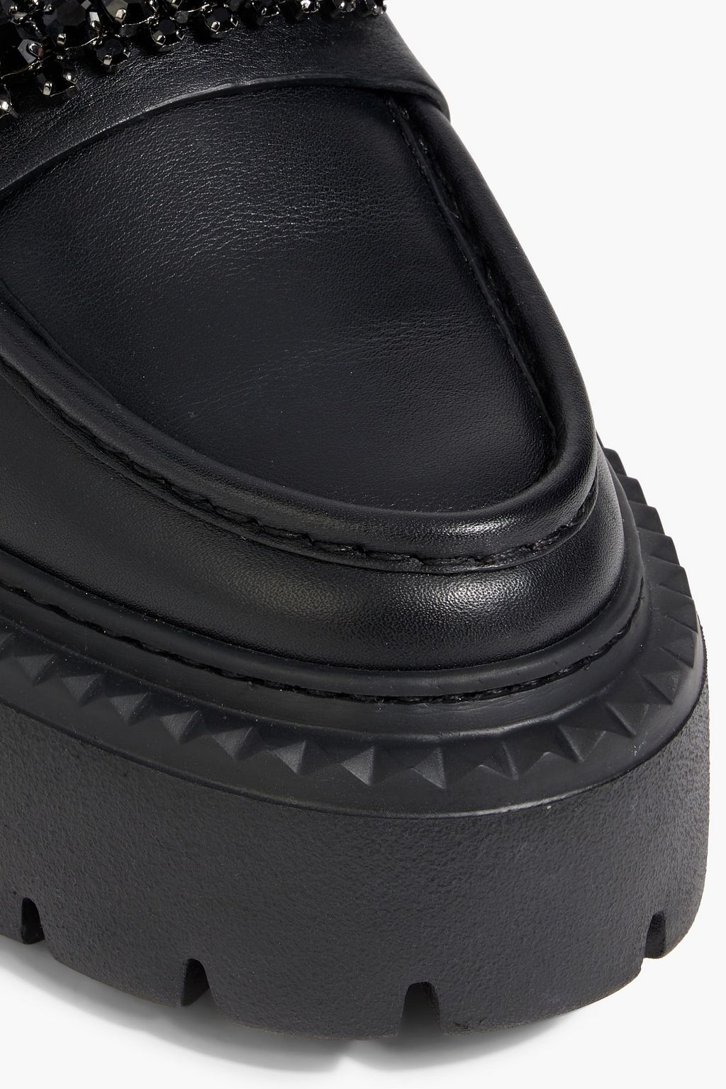 JIMMY CHOO Bryer crystal-embellished leather loafers | THE OUTNET