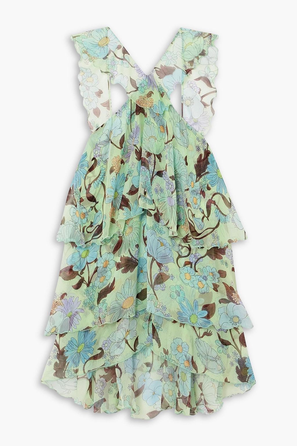 STELLA MCCARTNEY Ruffled floral-print halterneck silk-chiffon mini