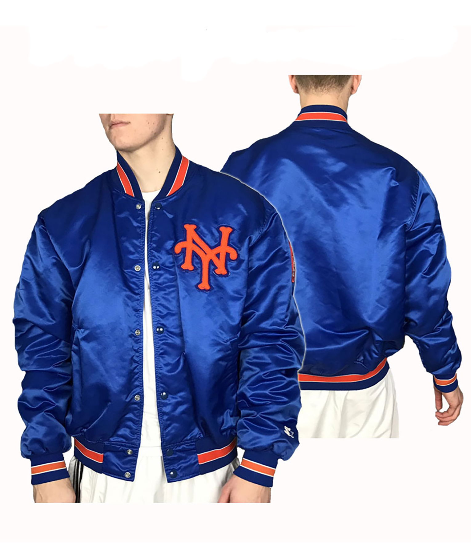 Mets NY Blue Satin Jacket - Satin Mets Jacket | The Leather City