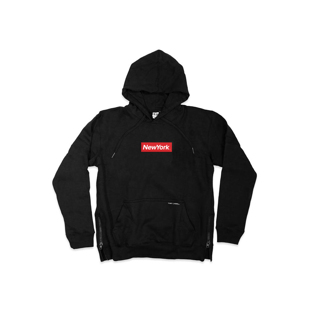 New York Box SIDE ZIP® Hoodie | THE LABEL LTD