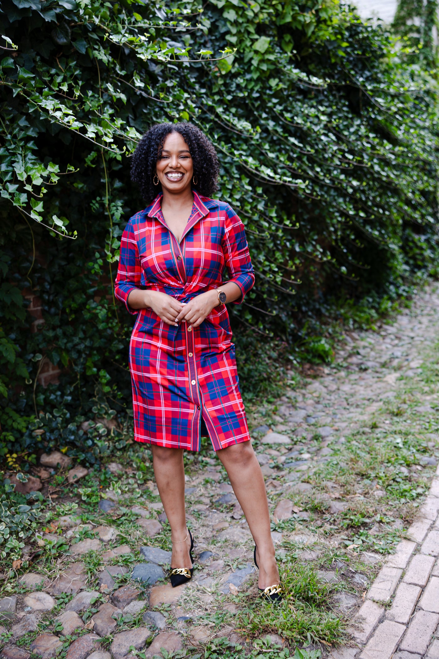 Gretchen Scott Twist and Shout Dress in Middleton Plaid Red – THE