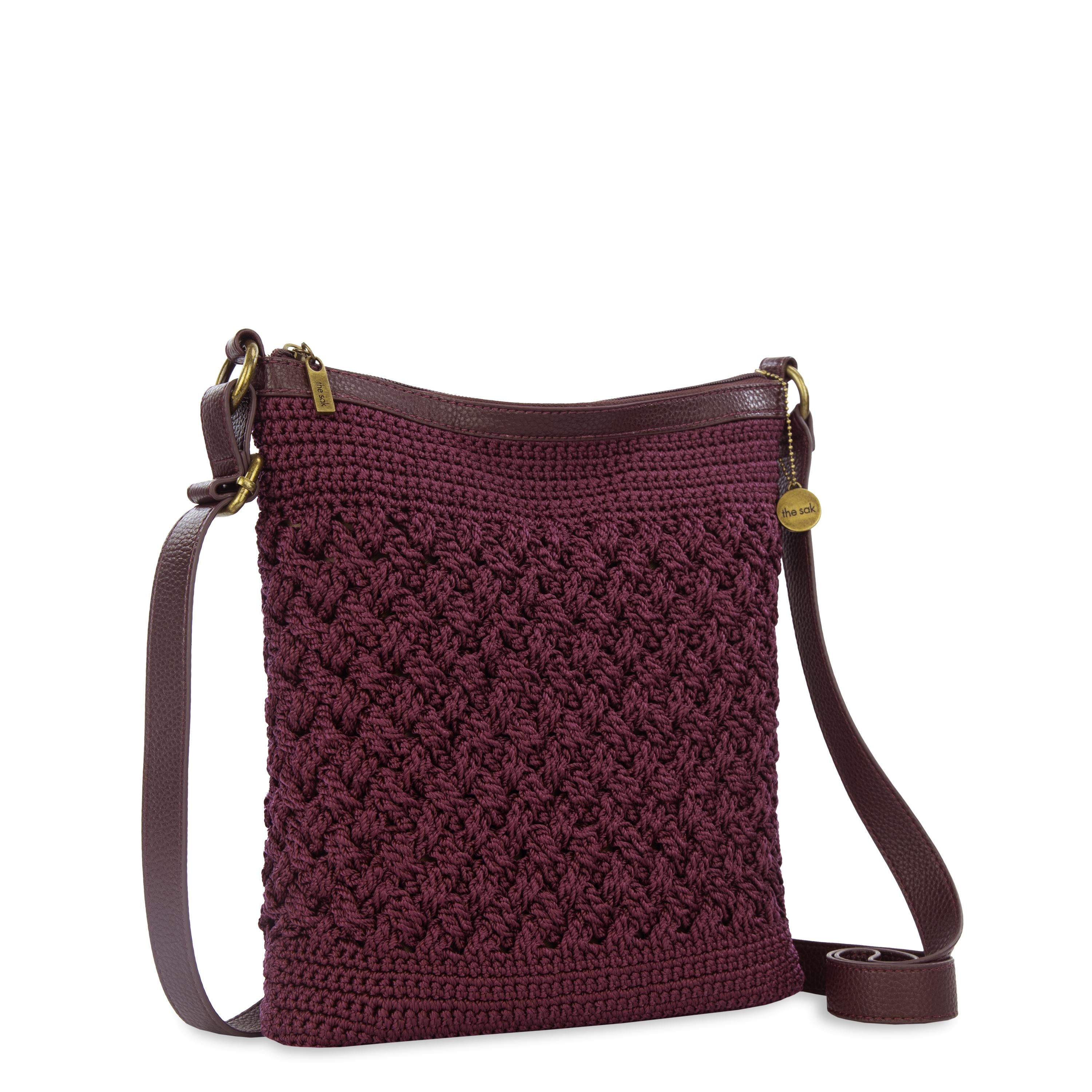 Lucia Crossbody Bag in Black Cherry Cozy Weave Crochet – The Sak