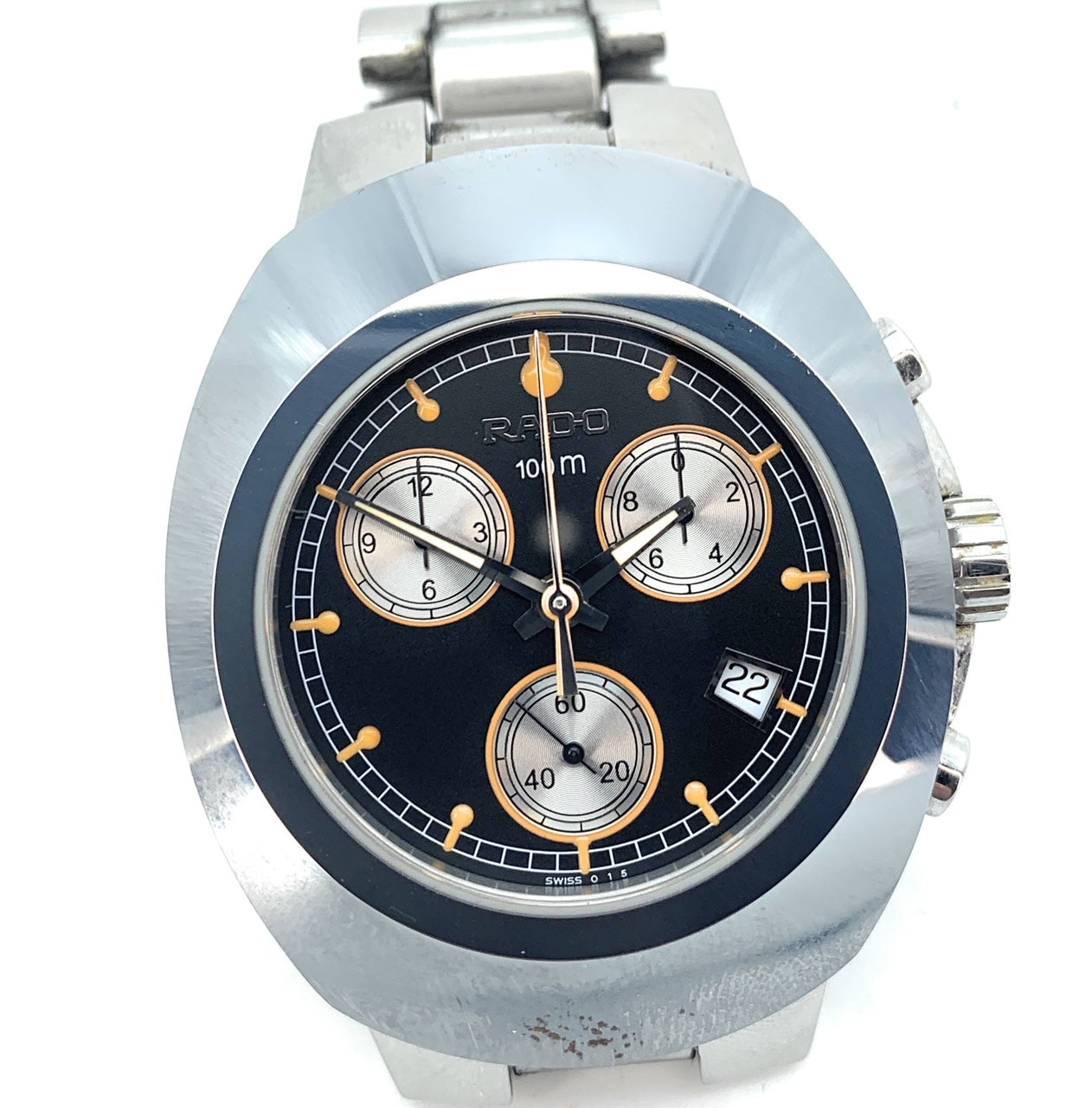 RADO Diastar Black Dial Chronograph Stainless Steel Men's Watch