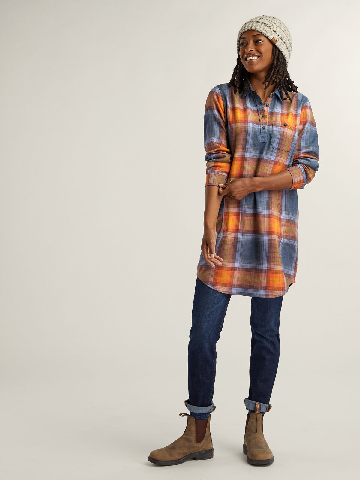 Waffle Henley Hoodie Dress: Bitterroot | Title Nine