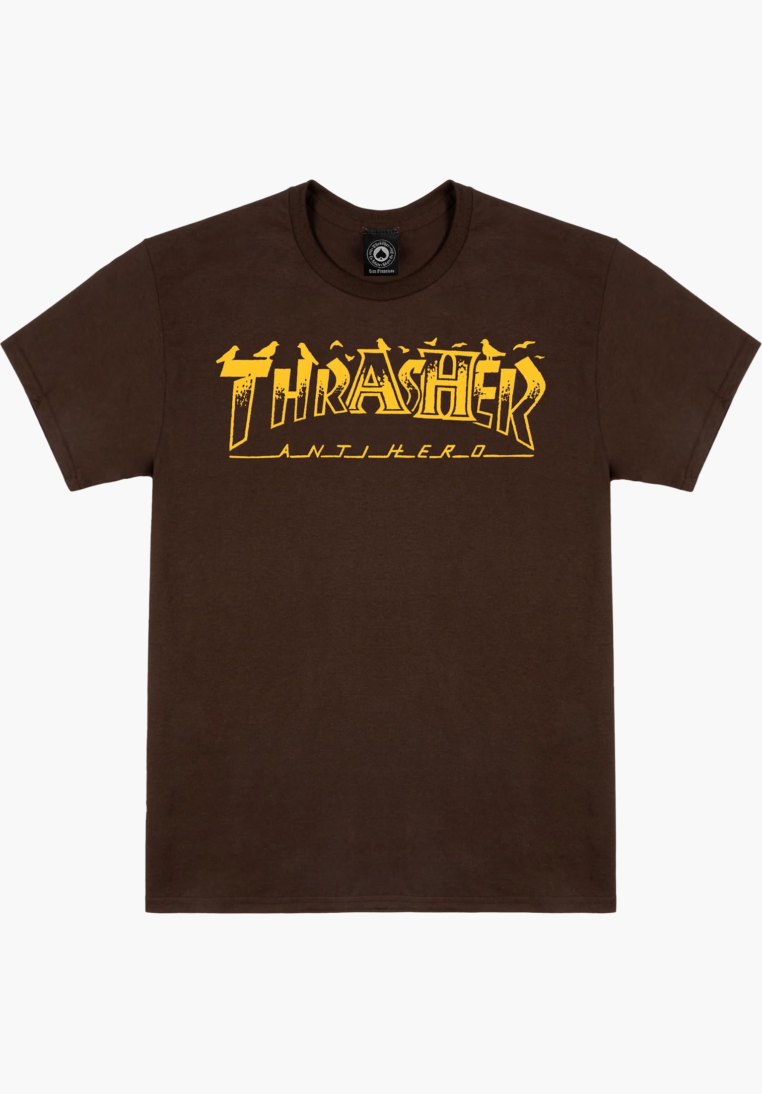 x Antihero Pigeon Mag Thrasher T-Shirt in dark-chocolate for men
