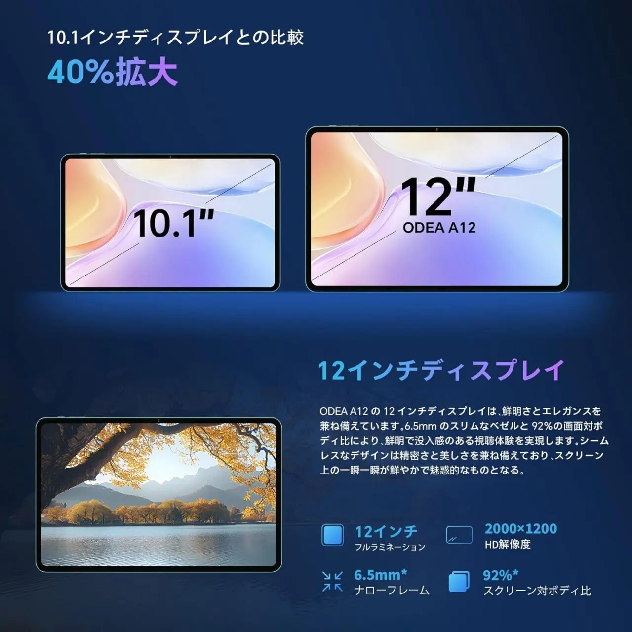 ODEA A12 Android14タブレット 10時間程度使用 Amazon.co.jp: ODEA A12